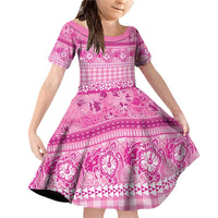 Hawaiian Hibiscus Honu Family Matching Off Shoulder Short Dress and Hawaiian Shirt Pink Mele Kalikimaka Palaka Spirit - Polynesian Pride