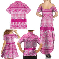 Hawaiian Hibiscus Honu Family Matching Summer Maxi Dress and Hawaiian Shirt Pink Mele Kalikimaka Palaka Spirit - Polynesian Pride