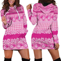 Hawaiian Hibiscus Honu Hoodie Dress Pink Mele Kalikimaka Palaka Spirit - Polynesian Pride
