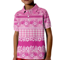 Hawaiian Hibiscus Honu Kid Polo Shirt Pink Mele Kalikimaka Palaka Spirit - Polynesian Pride