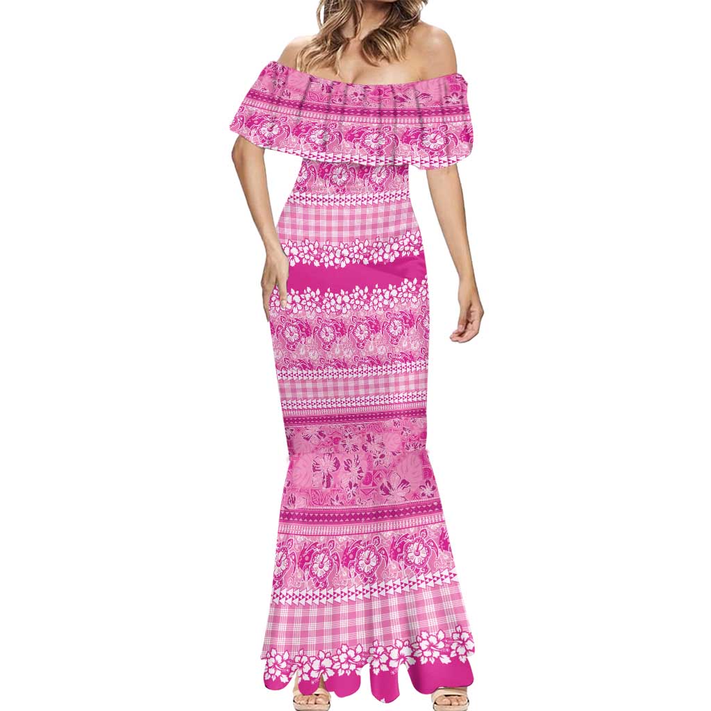 Hawaiian Hibiscus Honu Mermaid Dress Pink Mele Kalikimaka Palaka Spirit - Polynesian Pride