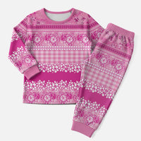 Hawaiian Hibiscus Honu Christmas Pajama Set Pink Mele Kalikimaka Palaka Spirit - Polynesian Pride