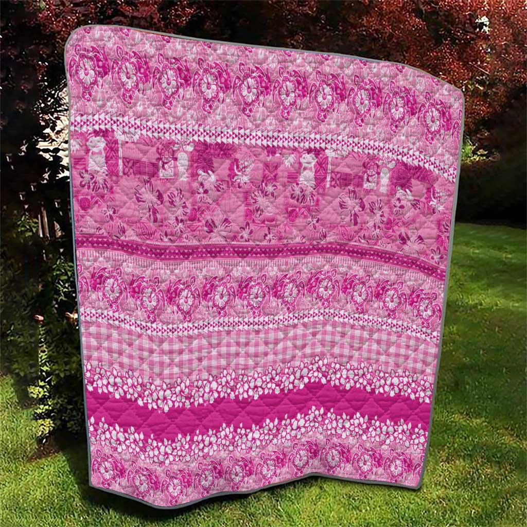Hawaiian Hibiscus Honu Quilt Pink Mele Kalikimaka Palaka Spirit - Polynesian Pride