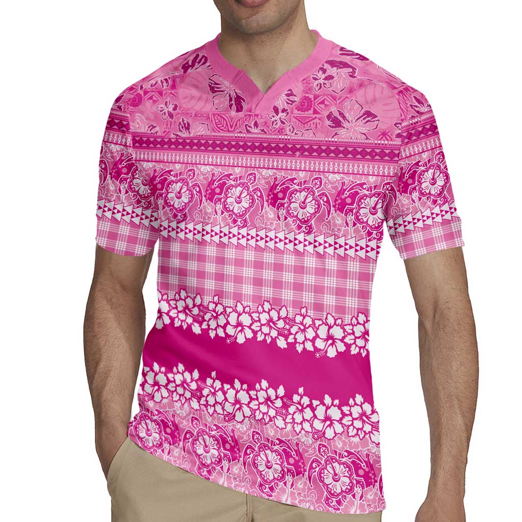 Hawaiian Hibiscus Honu Rugby Jersey Pink Mele Kalikimaka Palaka Spirit - Polynesian Pride
