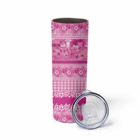 Hawaiian Hibiscus Honu Skinny Tumbler Pink Mele Kalikimaka Palaka Spirit - Polynesian Pride