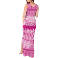 Hawaiian Hibiscus Honu Tank Maxi Dress Pink Mele Kalikimaka Palaka Spirit - Polynesian Pride