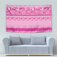 Hawaiian Hibiscus Honu Tapestry Pink Mele Kalikimaka Palaka Spirit - Polynesian Pride
