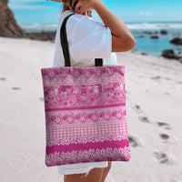 Hawaiian Hibiscus Honu Tote Bag Pink Mele Kalikimaka Palaka Spirit - Polynesian Pride