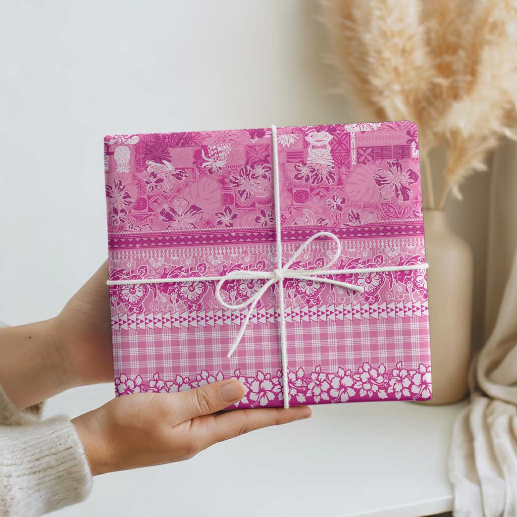 Hawaiian Hibiscus Honu Wrapping Paper Pink Mele Kalikimaka Palaka Spirit - Polynesian Pride