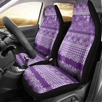 Hawaiian Hibiscus Honu Car Seat Cover Purple Mele Kalikimaka Palaka Spirit - Polynesian Pride