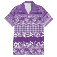 Hawaiian Hibiscus Honu Family Matching Off Shoulder Maxi Dress and Hawaiian Shirt Purple Mele Kalikimaka Palaka Spirit - Polynesian Pride