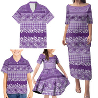 Hawaiian Hibiscus Honu Family Matching Puletasi and Hawaiian Shirt Purple Mele Kalikimaka Palaka Spirit - Polynesian Pride