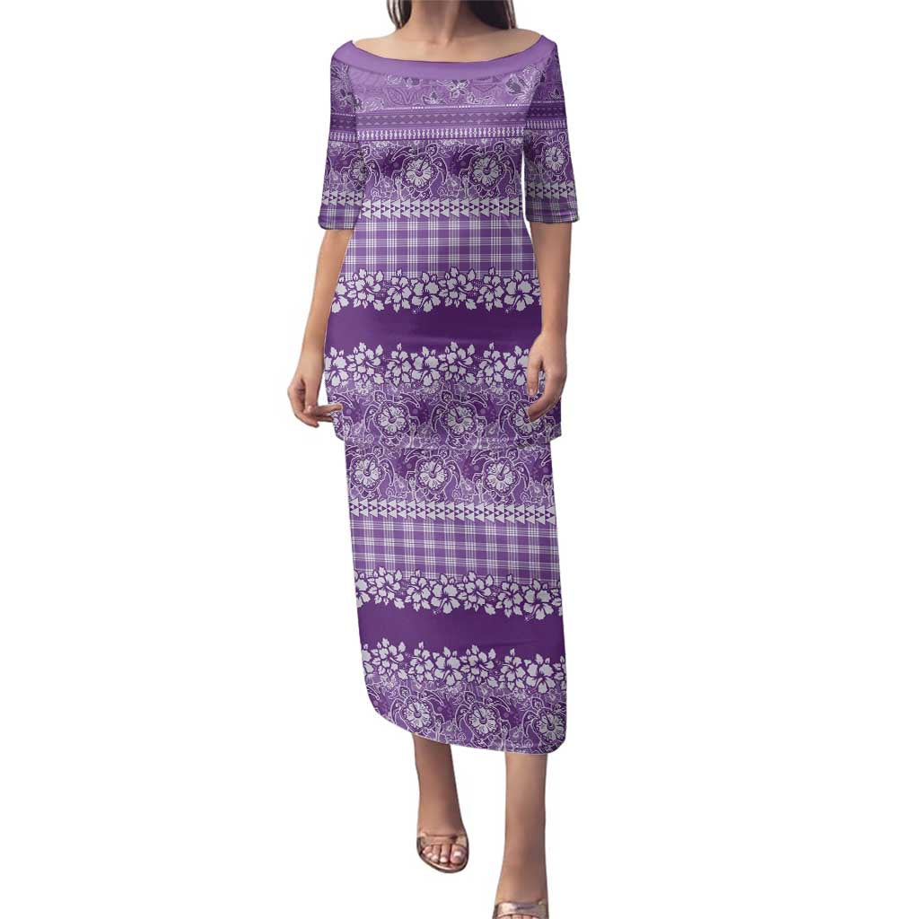 Hawaiian Hibiscus Honu Family Matching Puletasi and Hawaiian Shirt Purple Mele Kalikimaka Palaka Spirit - Polynesian Pride