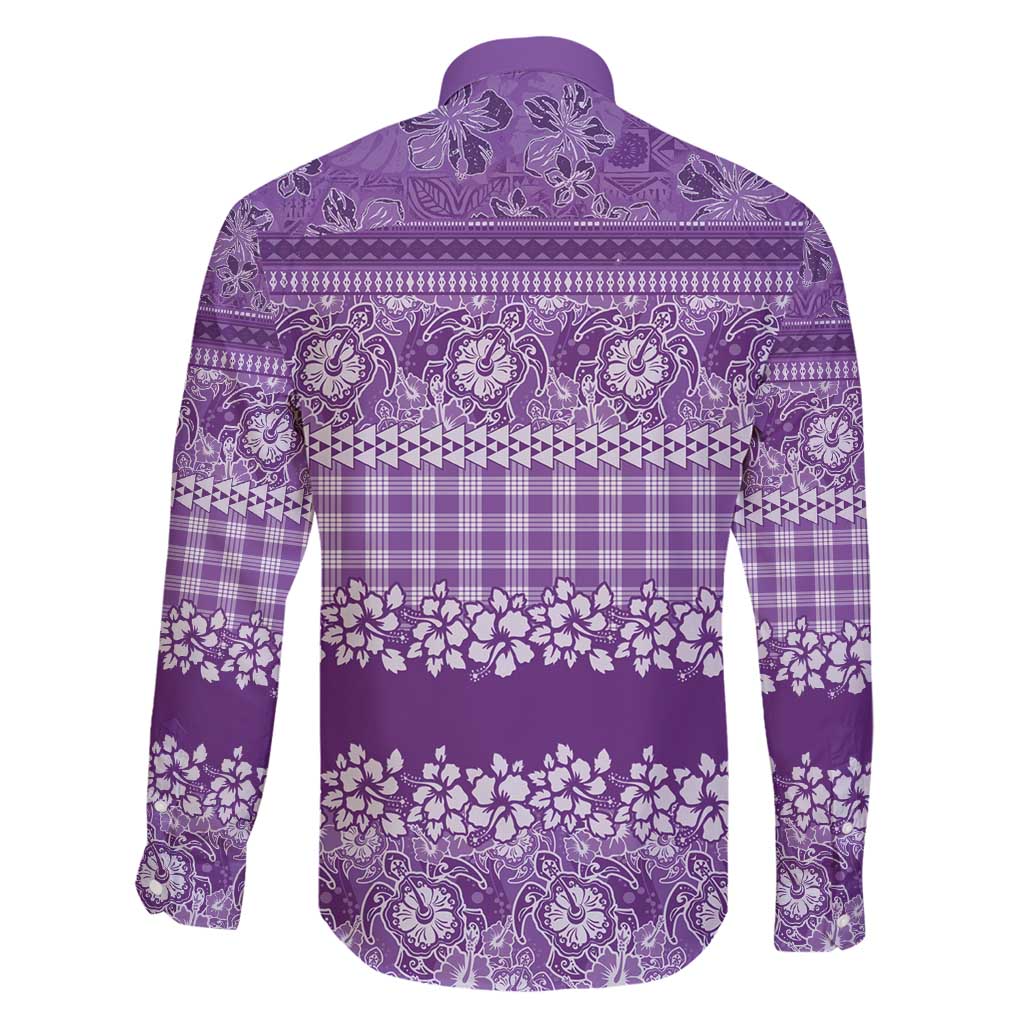 Hawaiian Hibiscus Honu Family Matching Summer Maxi Dress and Hawaiian Shirt Purple Mele Kalikimaka Palaka Spirit - Polynesian Pride