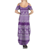Hawaiian Hibiscus Honu Family Matching Summer Maxi Dress and Hawaiian Shirt Purple Mele Kalikimaka Palaka Spirit - Polynesian Pride