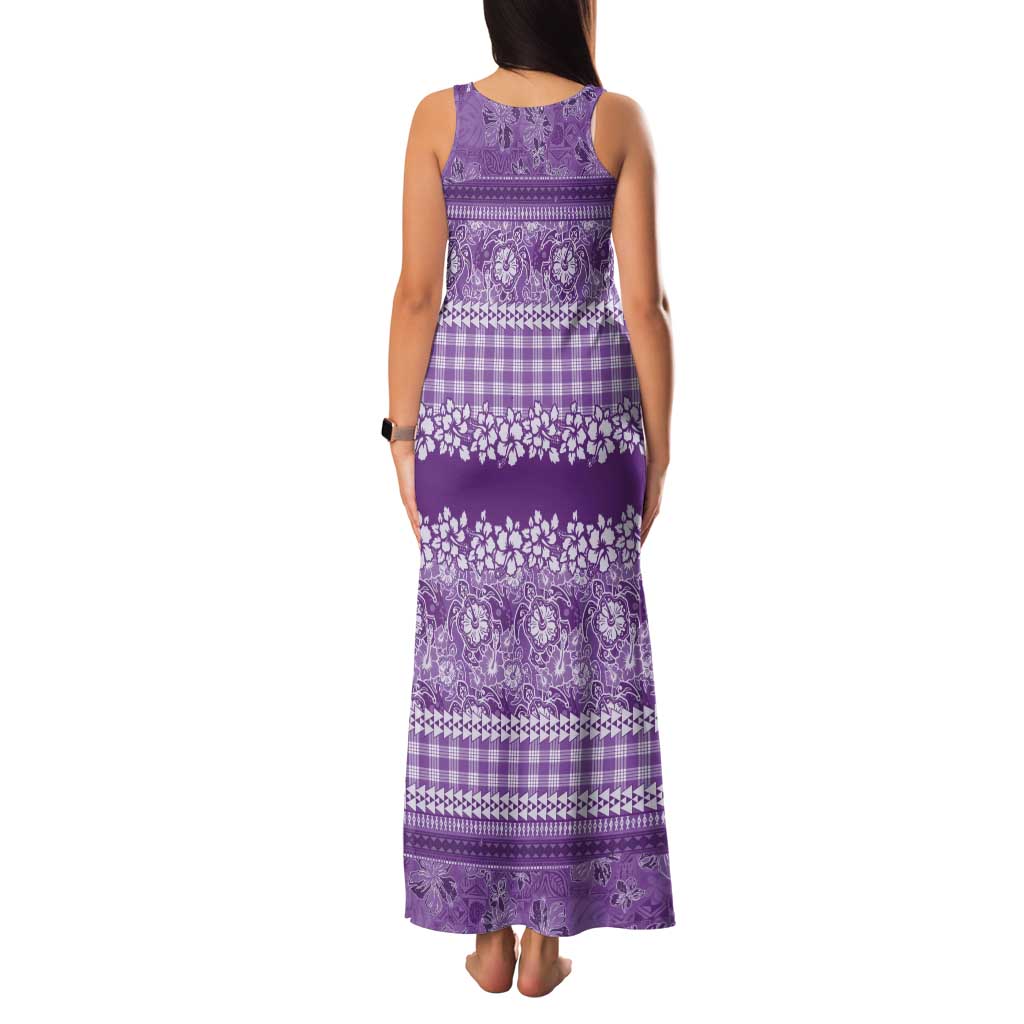 Hawaiian Hibiscus Honu Family Matching Tank Maxi Dress and Hawaiian Shirt Purple Mele Kalikimaka Palaka Spirit - Polynesian Pride