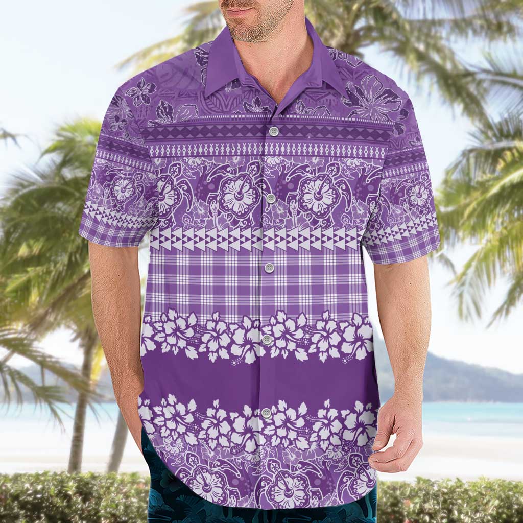 Hawaiian Hibiscus Honu Hawaiian Shirt Purple Mele Kalikimaka Palaka Spirit - Polynesian Pride