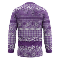 Hawaiian Hibiscus Honu Hockey Jersey Purple Mele Kalikimaka Palaka Spirit - Polynesian Pride