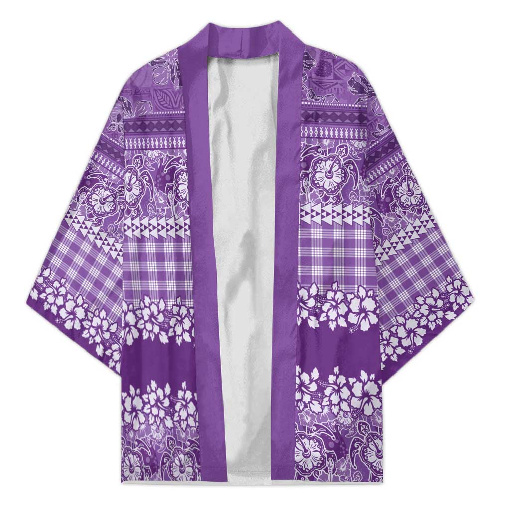 Hawaiian Hibiscus Honu Kimono Purple Mele Kalikimaka Palaka Spirit - Polynesian Pride