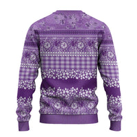 Hawaiian Hibiscus Honu Ugly Christmas Sweater Purple Mele Kalikimaka Palaka Spirit - Polynesian Pride
