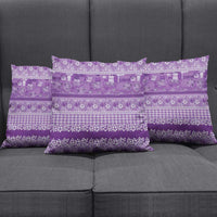 Hawaiian Hibiscus Honu Pillow Cover Purple Mele Kalikimaka Palaka Spirit - Polynesian Pride