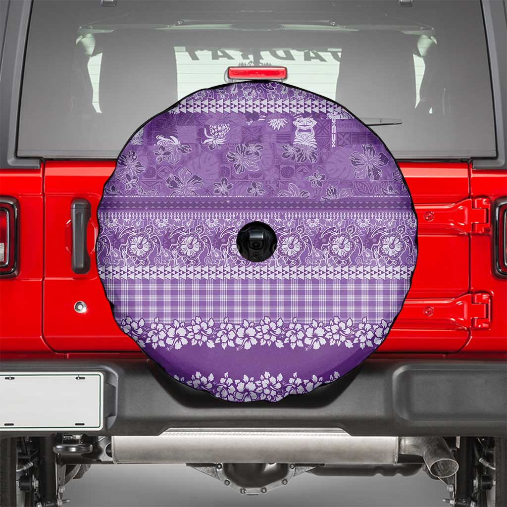 Hawaiian Hibiscus Honu Spare Tire Cover Purple Mele Kalikimaka Palaka Spirit - Polynesian Pride