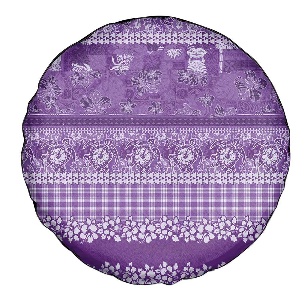 Hawaiian Hibiscus Honu Spare Tire Cover Purple Mele Kalikimaka Palaka Spirit - Polynesian Pride