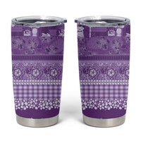 Hawaiian Hibiscus Honu Tumbler Cup Purple Mele Kalikimaka Palaka Spirit - Polynesian Pride