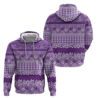 Hawaiian Hibiscus Honu Zip Hoodie Purple Mele Kalikimaka Palaka Spirit - Polynesian Pride