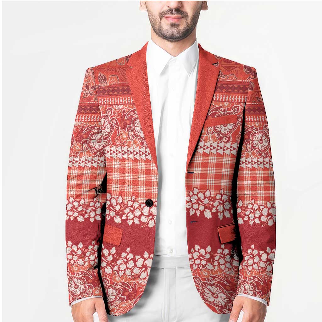 Hawaiian Hibiscus Honu Blazer Red Mele Kalikimaka Palaka Spirit - Polynesian Pride