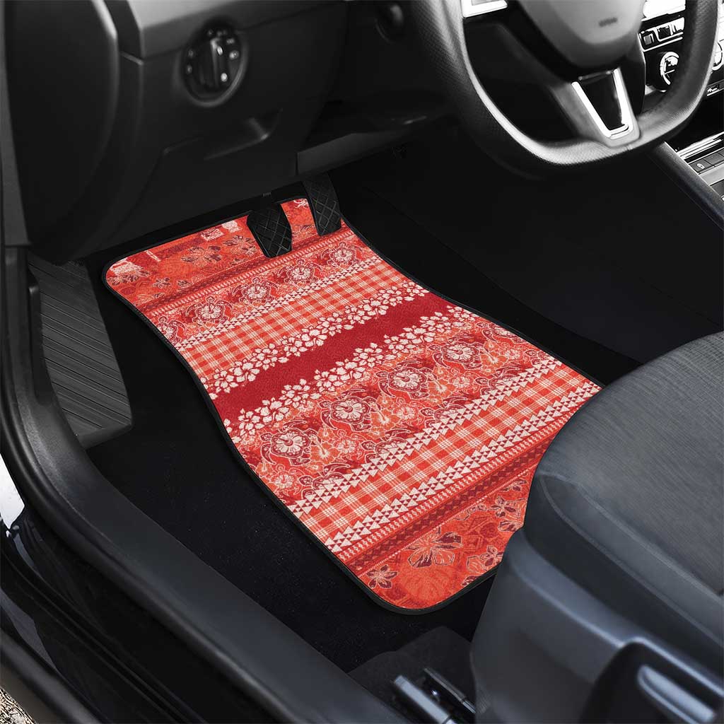 Hawaiian Hibiscus Honu Car Mats Red Mele Kalikimaka Palaka Spirit - Polynesian Pride