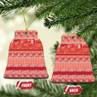 Hawaiian Hibiscus Honu Ceramic Ornament Red Mele Kalikimaka Palaka Spirit - Polynesian Pride