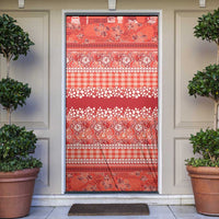 Hawaiian Hibiscus Honu Door Cover Red Mele Kalikimaka Palaka Spirit - Polynesian Pride
