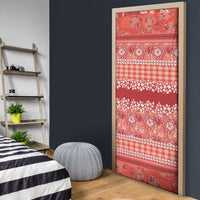 Hawaiian Hibiscus Honu Door Cover Red Mele Kalikimaka Palaka Spirit - Polynesian Pride