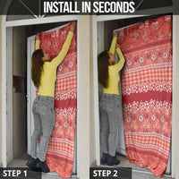 Hawaiian Hibiscus Honu Door Cover Red Mele Kalikimaka Palaka Spirit - Polynesian Pride