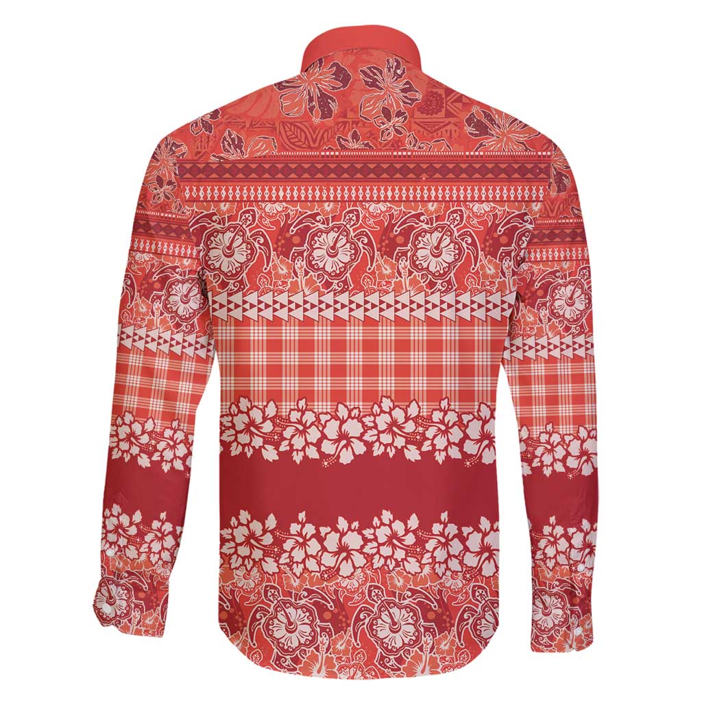 Hawaiian Hibiscus Honu Family Matching Mermaid Dress and Hawaiian Shirt Red Mele Kalikimaka Palaka Spirit - Polynesian Pride