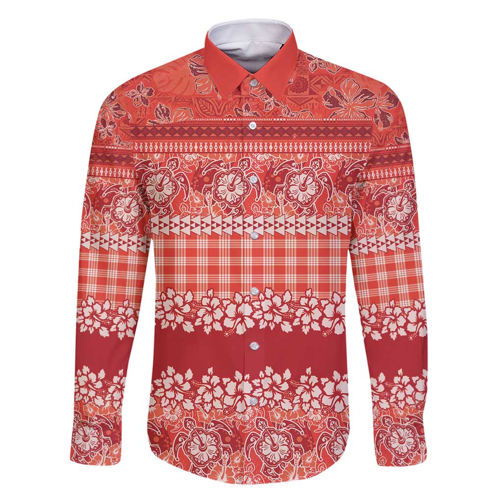 Hawaiian Hibiscus Honu Family Matching Off Shoulder Short Dress and Hawaiian Shirt Red Mele Kalikimaka Palaka Spirit - Polynesian Pride