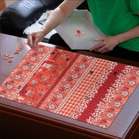 Hawaiian Hibiscus Honu Puzzle Red Mele Kalikimaka Palaka Spirit - Polynesian Pride