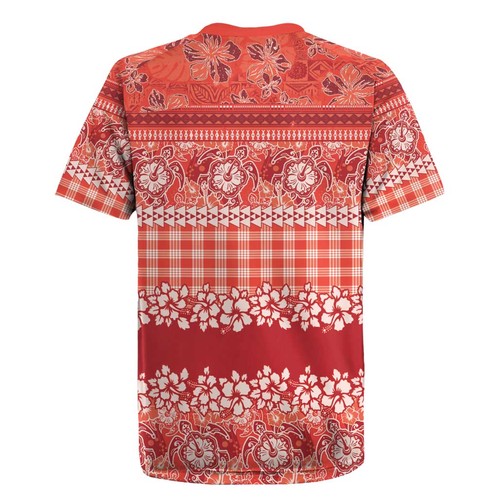 Hawaiian Hibiscus Honu Rugby Jersey Red Mele Kalikimaka Palaka Spirit - Polynesian Pride