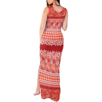 Hawaiian Hibiscus Honu Tank Maxi Dress Red Mele Kalikimaka Palaka Spirit - Polynesian Pride