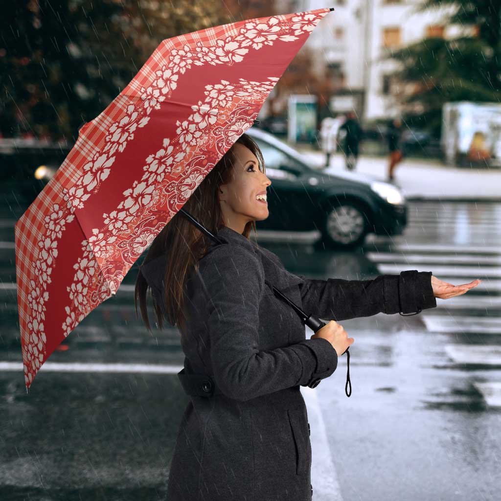 Hawaiian Hibiscus Honu Umbrella Red Mele Kalikimaka Palaka Spirit - Polynesian Pride