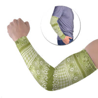 Hawaiian Hibiscus Honu Arm Sleeves Sage Green Mele Kalikimaka Palaka Spirit - Polynesian Pride