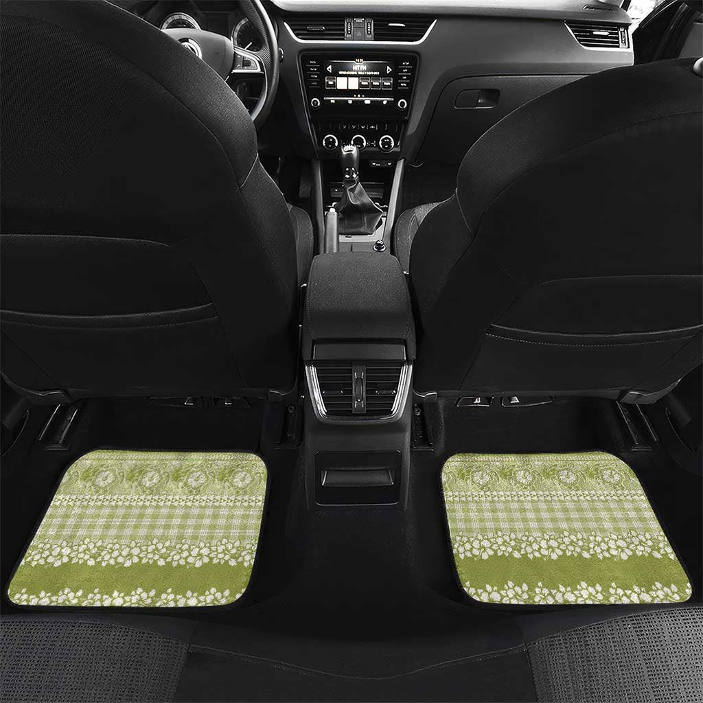 Hawaiian Hibiscus Honu Car Mats Sage Green Mele Kalikimaka Palaka Spirit - Polynesian Pride