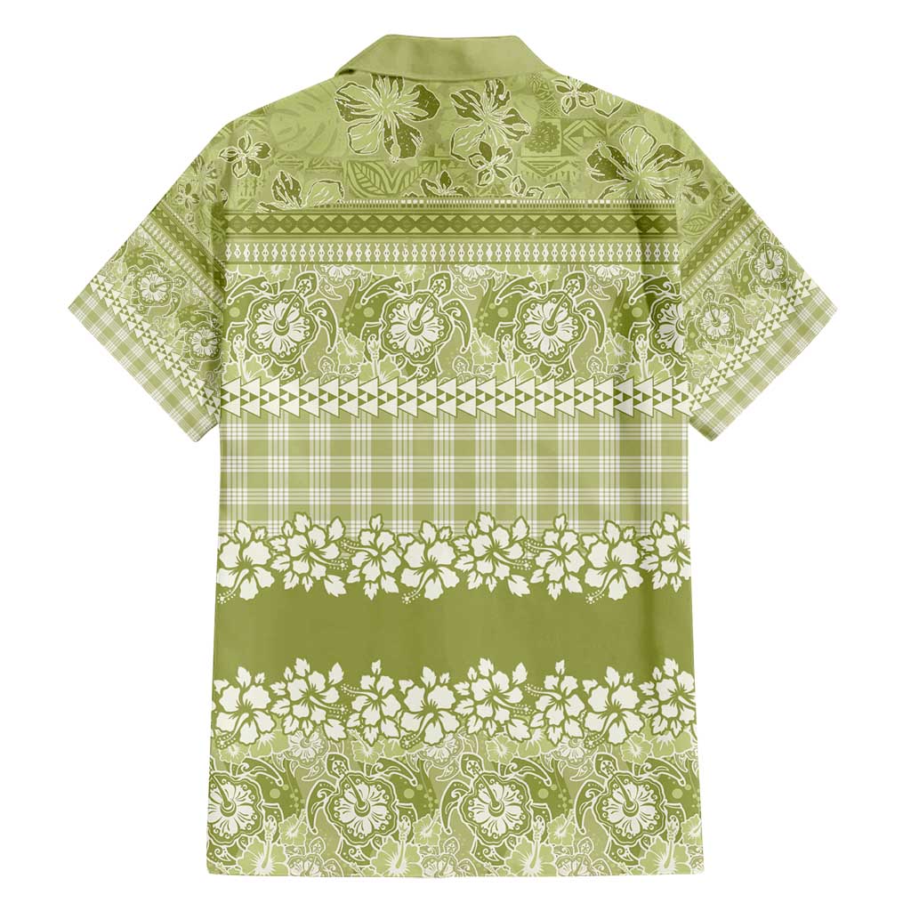 Hawaiian Hibiscus Honu Family Matching Puletasi and Hawaiian Shirt Sage Green Mele Kalikimaka Palaka Spirit - Polynesian Pride