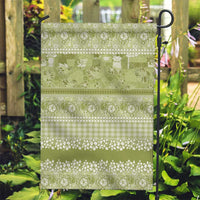 Hawaiian Hibiscus Honu Garden Flag Sage Green Mele Kalikimaka Palaka Spirit - Polynesian Pride