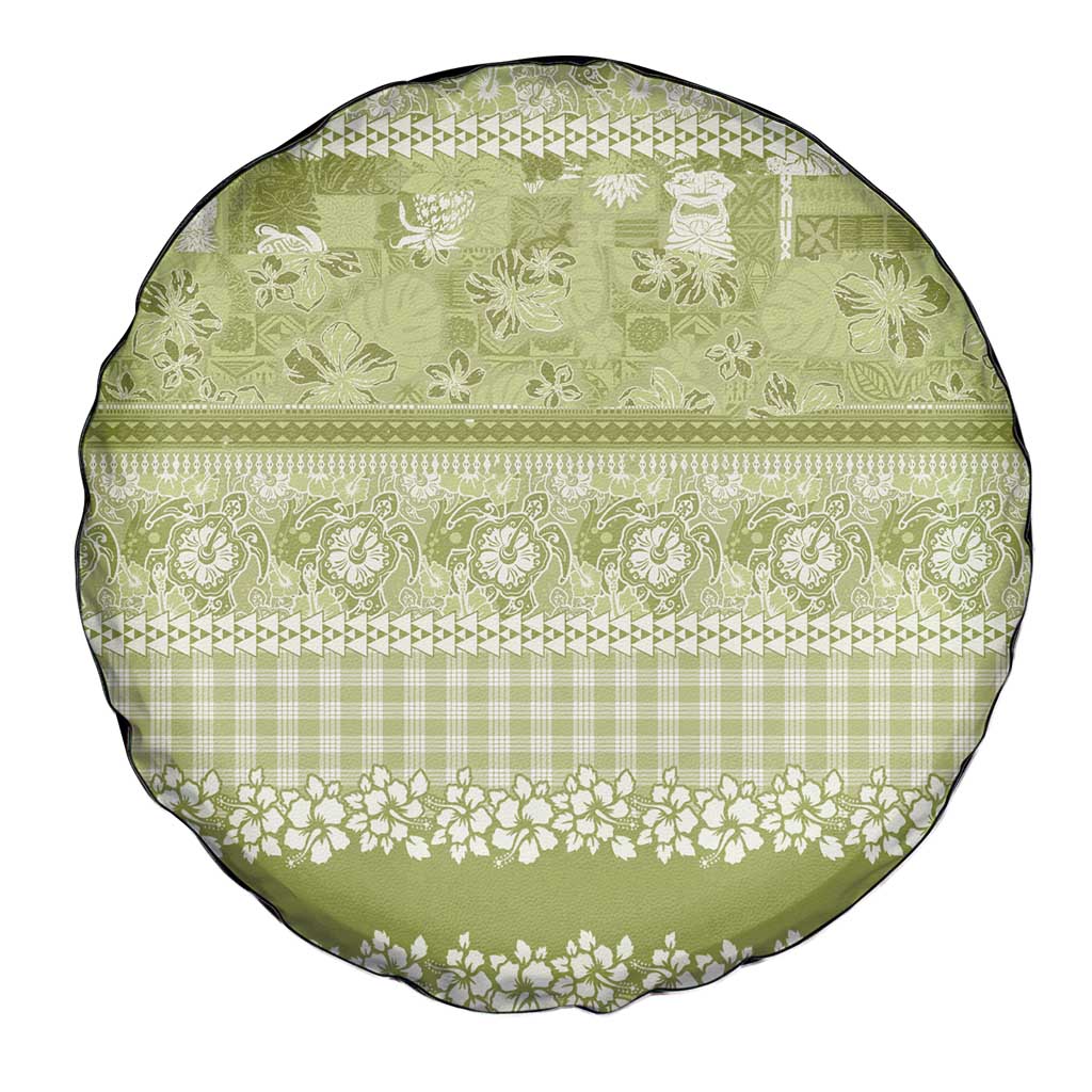 Hawaiian Hibiscus Honu Spare Tire Cover Sage Green Mele Kalikimaka Palaka Spirit - Polynesian Pride
