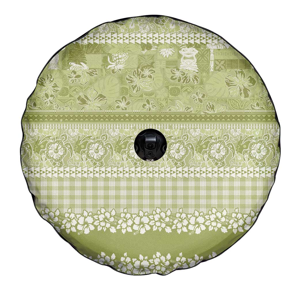 Hawaiian Hibiscus Honu Spare Tire Cover Sage Green Mele Kalikimaka Palaka Spirit - Polynesian Pride