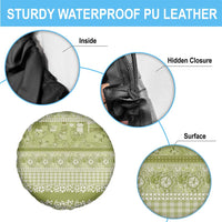 Hawaiian Hibiscus Honu Spare Tire Cover Sage Green Mele Kalikimaka Palaka Spirit - Polynesian Pride