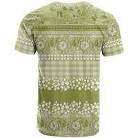 Hawaiian Hibiscus Honu T Shirt Sage Green Mele Kalikimaka Palaka Spirit - Polynesian Pride