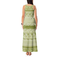 Hawaiian Hibiscus Honu Tank Maxi Dress Sage Green Mele Kalikimaka Palaka Spirit - Polynesian Pride